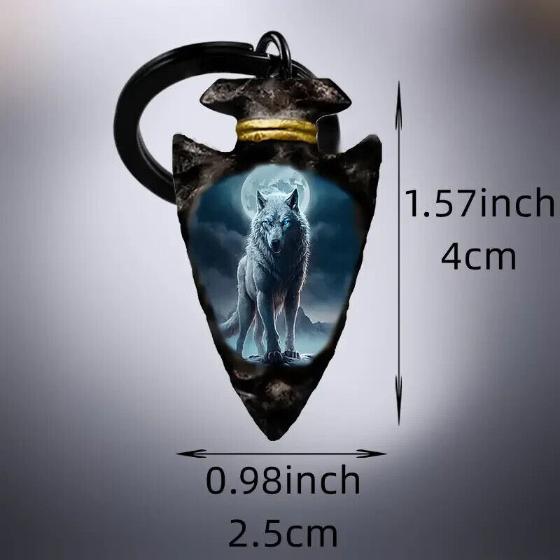 LONE WOLF WOLVES ARROW HEAD Keyring Pagan Gothic Wicca Gift KEYCHAIN