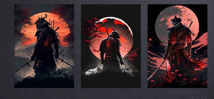 LARGE Japanese Samurai Canvas Wall Art Picture Unframed Stunning SHINOBI WARRIOR