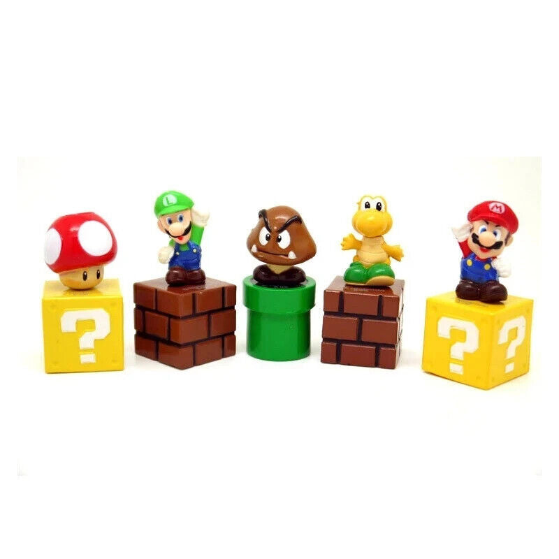 5Pcs Super Mario Bros Mini Figures Toys BORHTERS LUIGI TOAD KOOPA GOOMBA SET