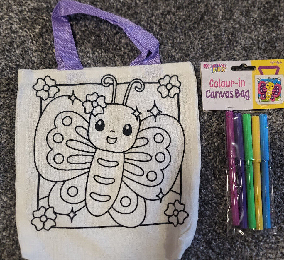 Kreative Kids Colour Your Own Canvas Bag 6 Designs 2 Collect & Colour Choose