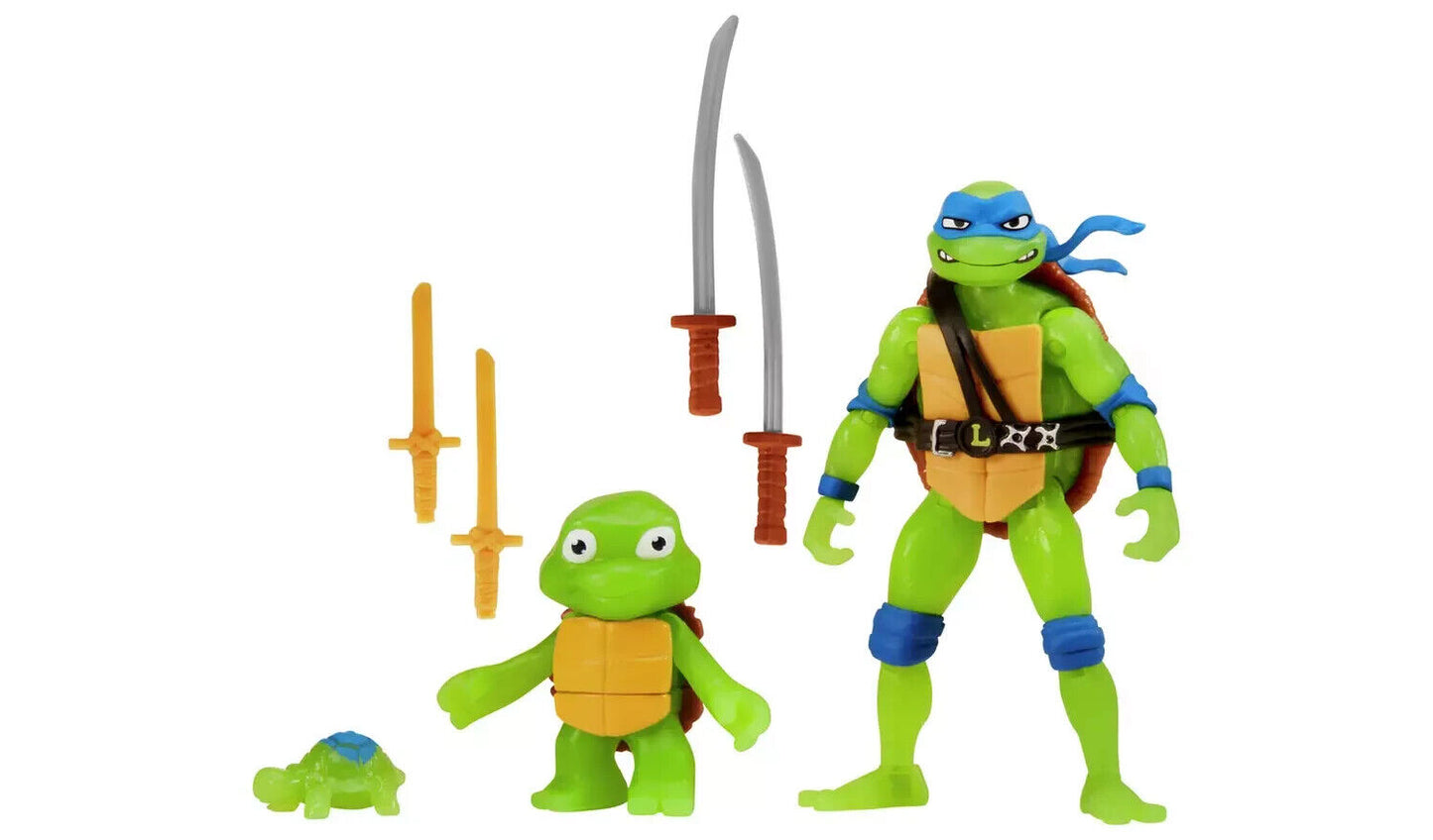 GLOW IN THE DARK TMNT Mutant Mayhem Making of a Ninja Leonardo Figure set 3pack