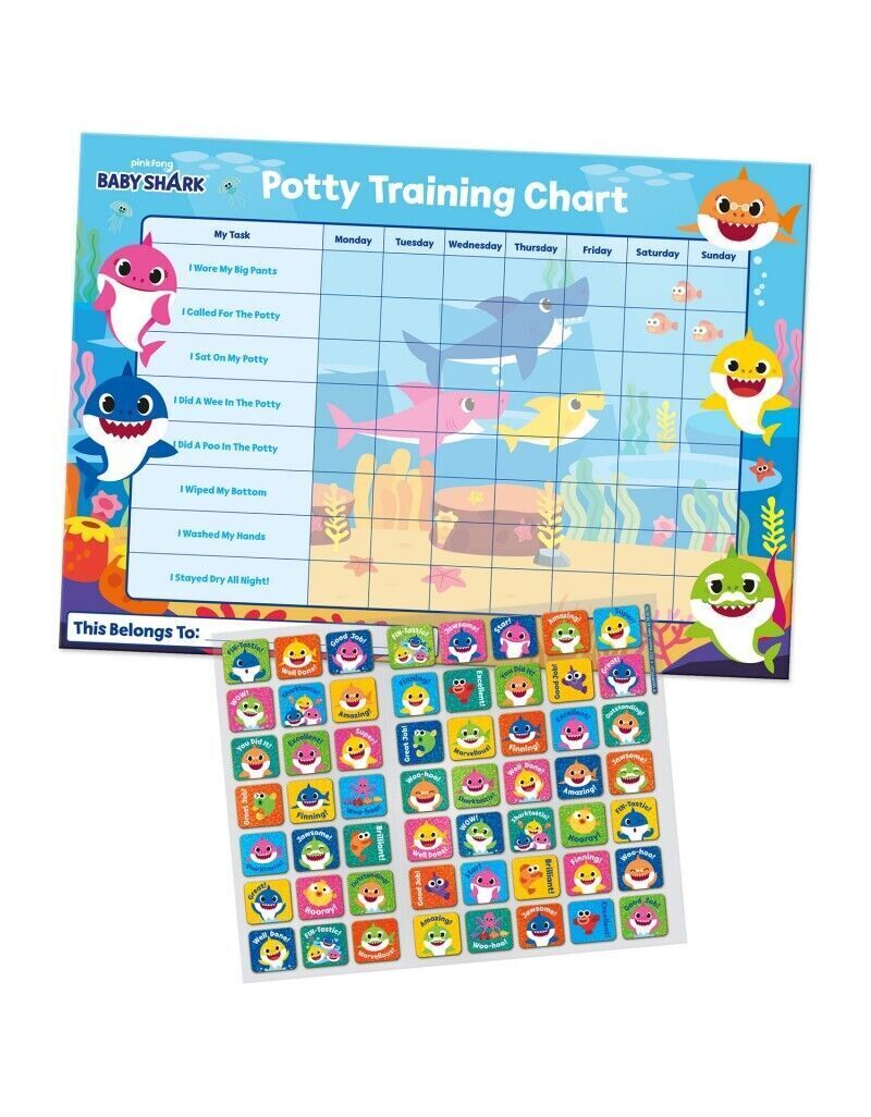 Baby Shark Potty Toilet Training Reward Chart & Stickers sticker nick jr