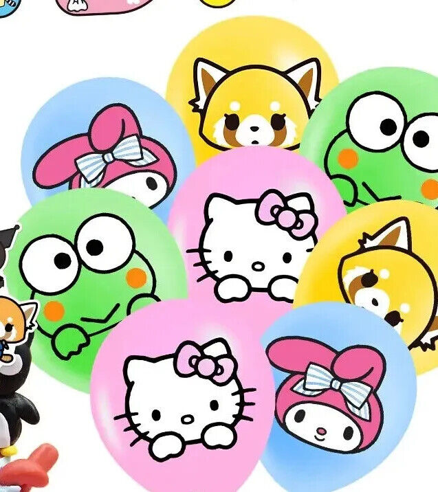 Hello kitty Happy Birthday Balloons Banner Cake Toppers Party  Sanrio Frog Fox
