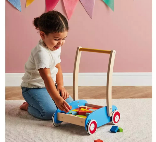 Toylife EDUCATIONAL LEARNING Wooden Baby Walker & Blocks RRP £49.99 KIDS XMAS