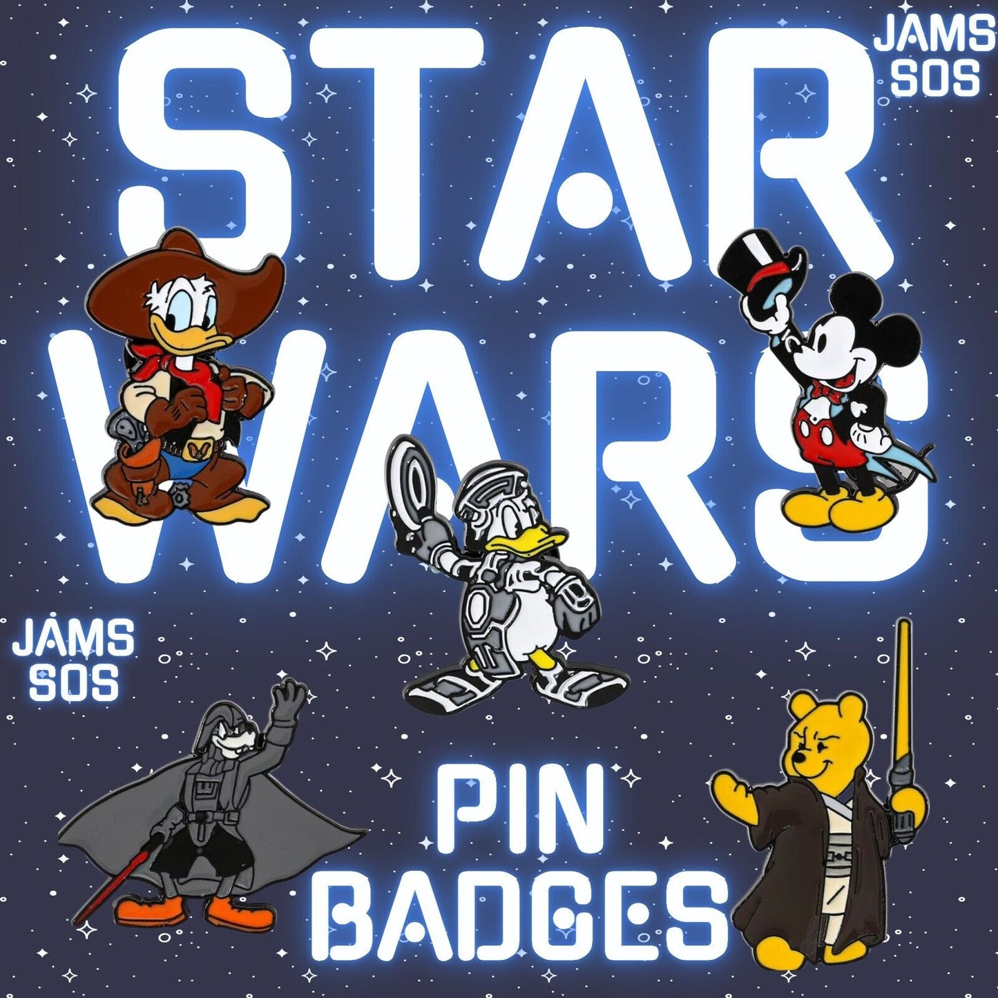 DISNEY CLUB STAR WARS WINNIE THE POOH Metal Enamel Pin Badge Retro MOVIE BROOCH