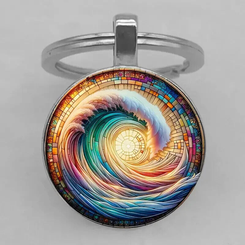 WAVE TIDE KEY CHAIN KEYRING NOVELTY KEYCHAIN COLOUR MYSTIC STARGATE SUN RA