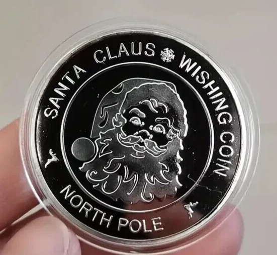 SANTA CLAUS WISHING COIN SILVER GOLD Coins BELIEVE IN THE MAGIC OF CHRISTMAS