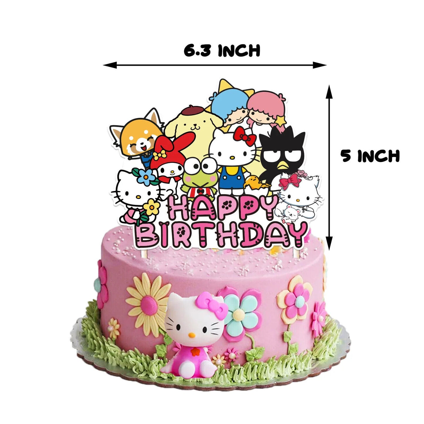 Hello kitty Happy Birthday Balloons Banner Cake Toppers Party Decorations Pink