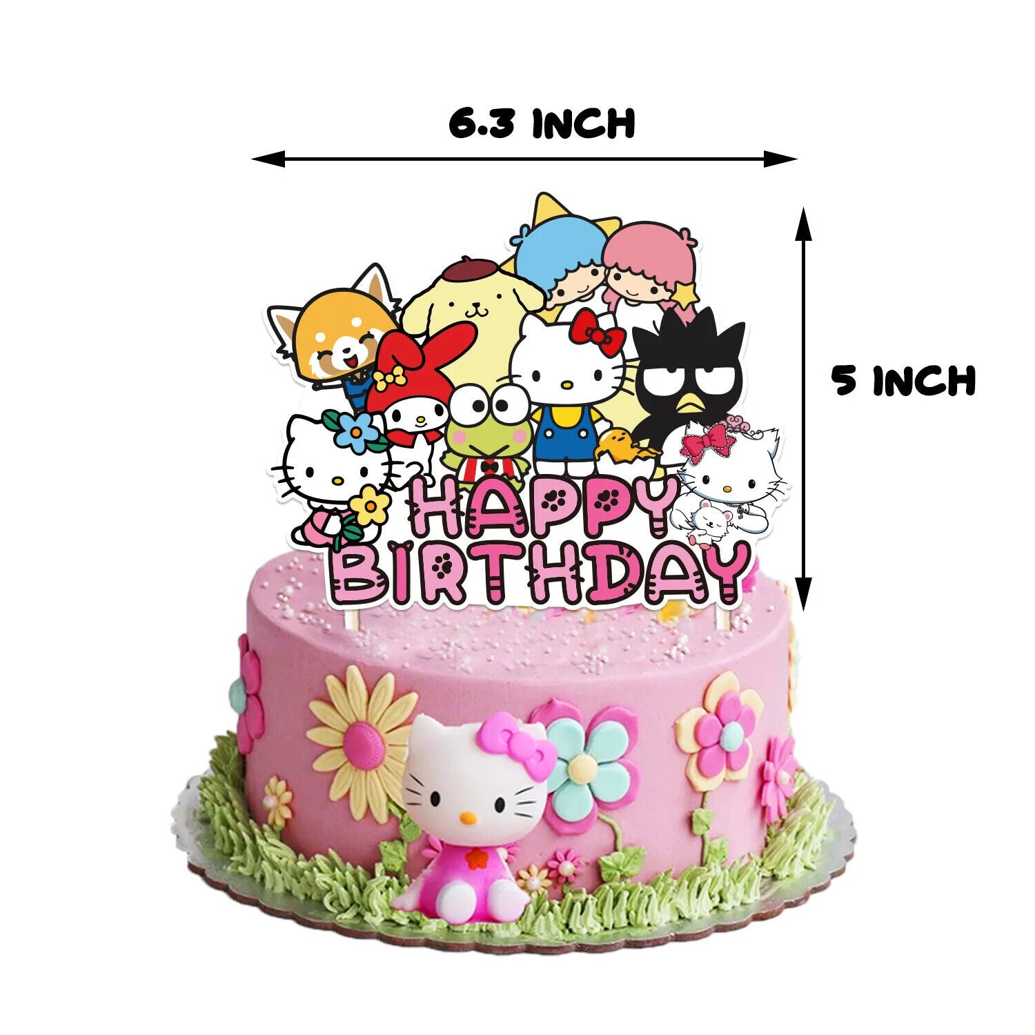 Hello kitty Happy Birthday Balloons Banner Cake Toppers Party Decorations Pink