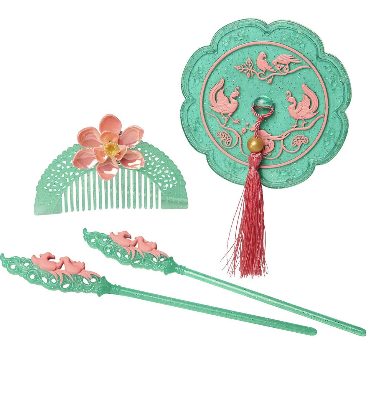 Disney Mulan Accessory Set Includes Comb Mirror and Hair Accessories 