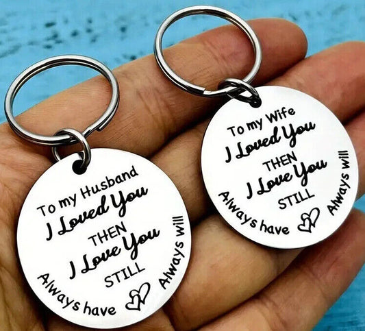 To My Husband WIFE I Love You Keyring Mens Gift Valentines Romantic Keepsake 1