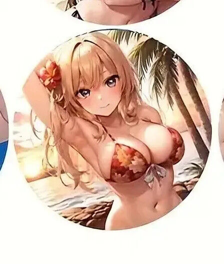 ANIME WOMEN Coaster Wood Anime Manga BIKINI SEXY CUTE SUNSET SCENE PALM GIRL