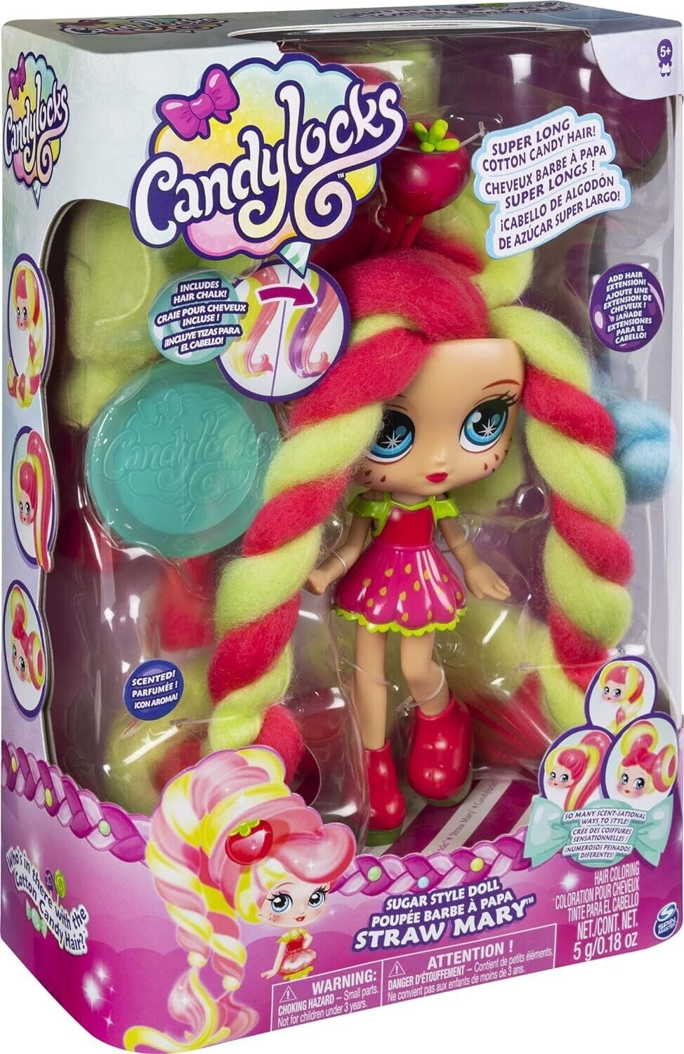 Candylocks Straw Mary 7" Deluxe Sugar Style Doll Scented Cotton Candy Hair