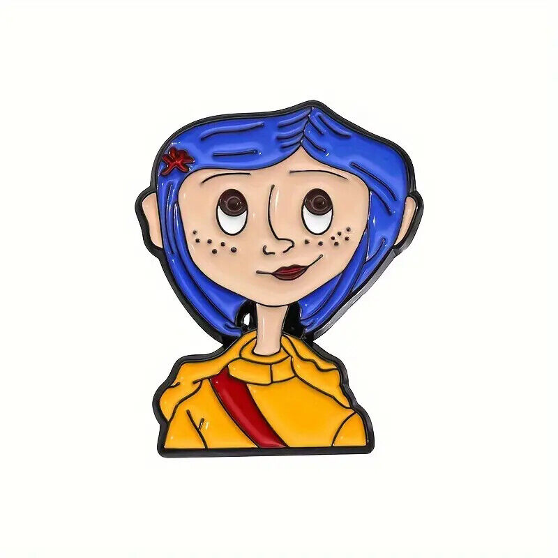 Coraline Doll Pin Enamel Metal Badge Lapel Button Cult Movie Neil Gaiman Book