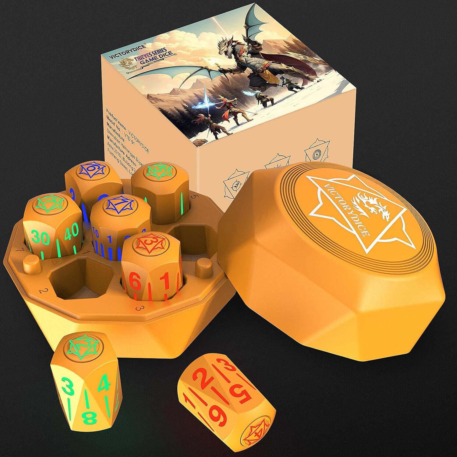 Rechargeable Light Up DND Dice 7PCS Set Luminous Glow LED Dices Charging Box