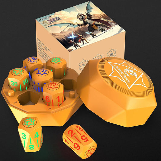 Rechargeable Light Up DND Dice 7PCS Set Luminous Glow LED Dices Charging Box