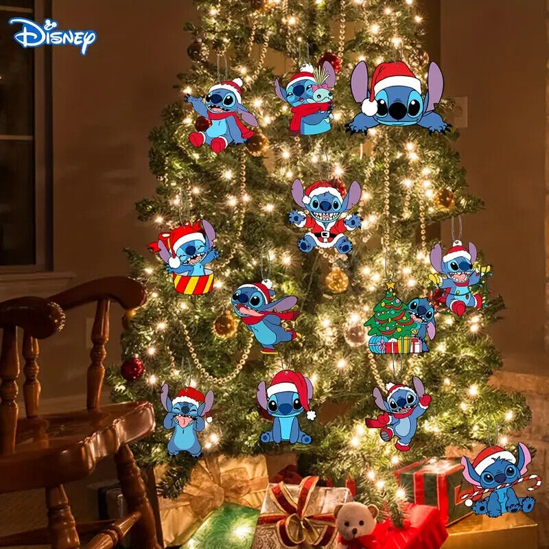 DISNEY LILO & STITCH Tree Pendant Decoration XMAS KIDS ALOHA SANTA HAT