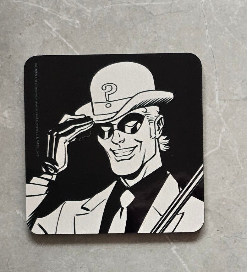 BATMAN JOKER RIDDLER TWO FACE PENGUIN Coaster Retro TV Drinks Mat BLACK WHITE