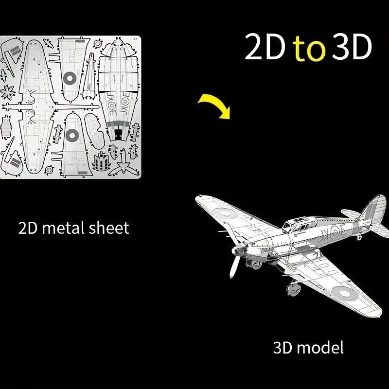 Hurricane FIGHTER Aircraft Metal PLANE PUZZLE Model 3D Laser Cut Model Kit Gift