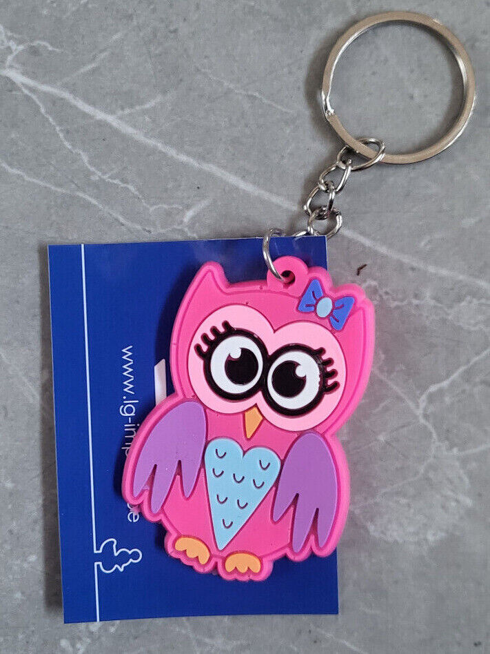 NOVELTY KEYRING RAINBOW BRIGHT OWL CAT MOUSE UNICORN DEER DOG FILLER PARTY