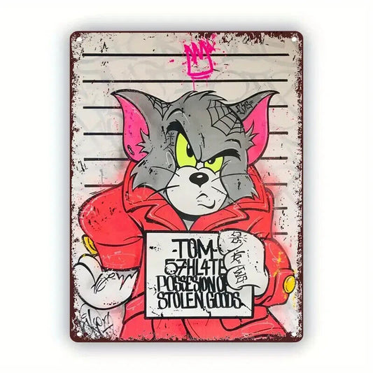 Looney Tunes Tom & Jerry Tin Sign for Garage Man Cave POSSESSION OF STOLEN GOODS