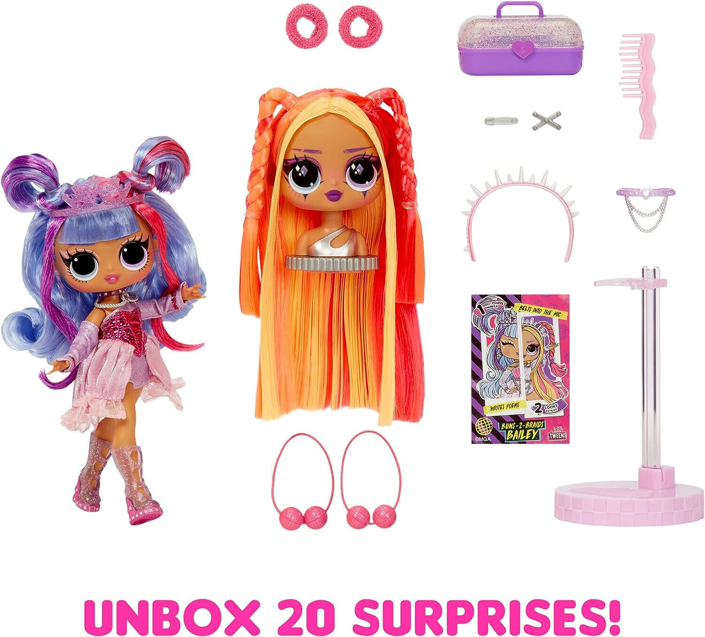 LOL Surprise Tweens Surprise Swap Series Buns-2-Braids Bailey Doll 20 Surprises
