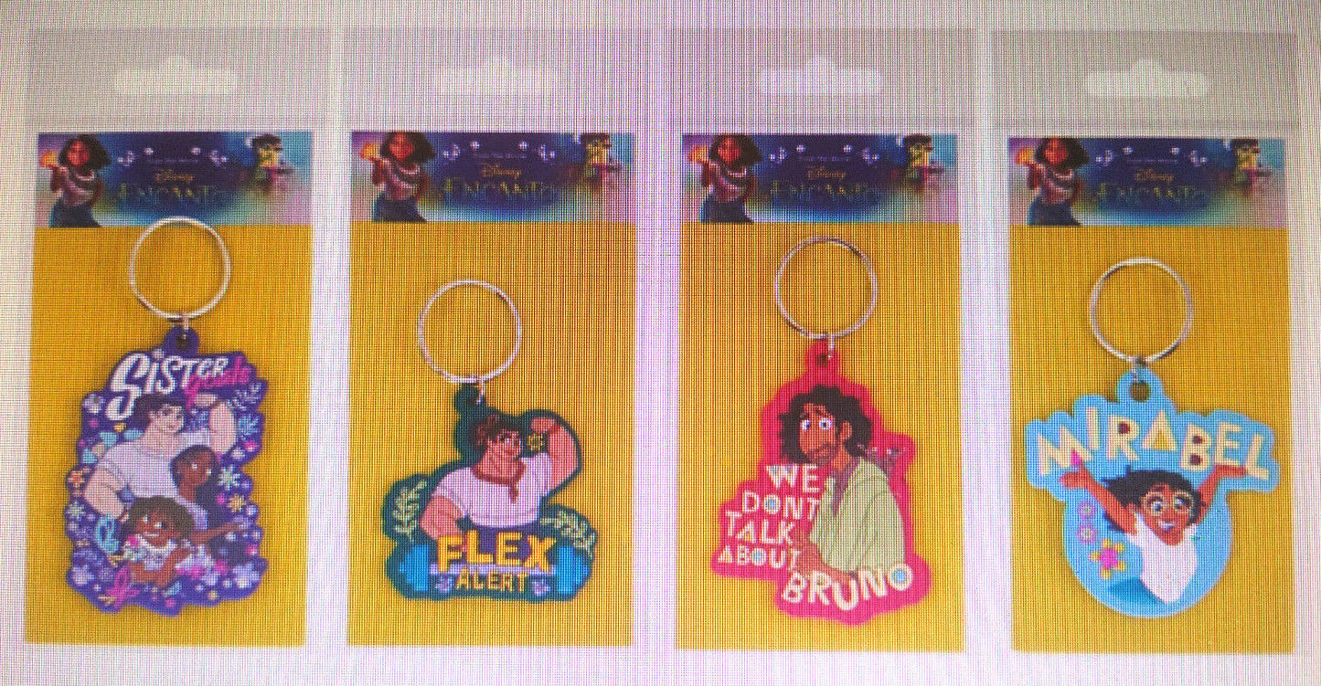 DISNEY'S ENCANTO CHARACTER TRAVEL DANGLE  KEY RING MIRABEL BRUNO FLEX KEYRING