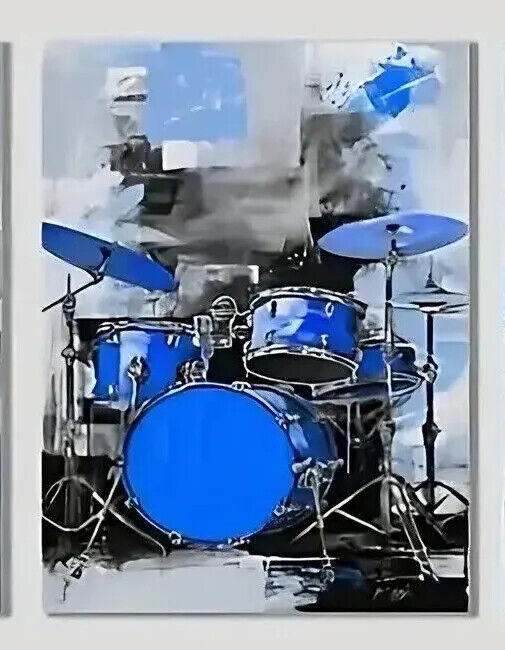 MUSIC Gamer Canvas Art Pictures Large VIRTUAL PC BLUE GUITAR PIANO DRUM KIT