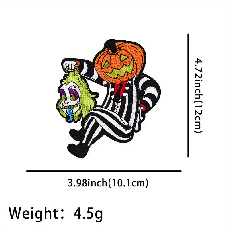 BEETLEJUICE Embroidery Iron Sew On Patch DIY Clothing PUMKIN HEAD 2024 BEATLE
