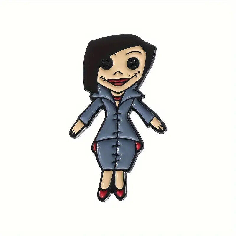 Coraline Doll Pin Enamel Metal Badge Lapel Button Cult Movie FAMILY