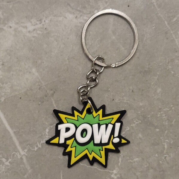 GAMER GAMING SUPERHERO KEYRING FUN KIDS KEYCHAIN PARTY FILLER WOW BOOM WHAM OMG