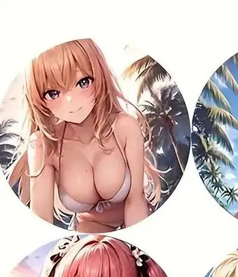 ANIME WOMEN Coaster Wood Anime Manga BIKINI SEXY CUTE SUNSET SCENE PALM GIRL