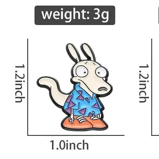 Rocko’s Modern Life Metal Enamel Pin Badge Retro Kids TV Cow