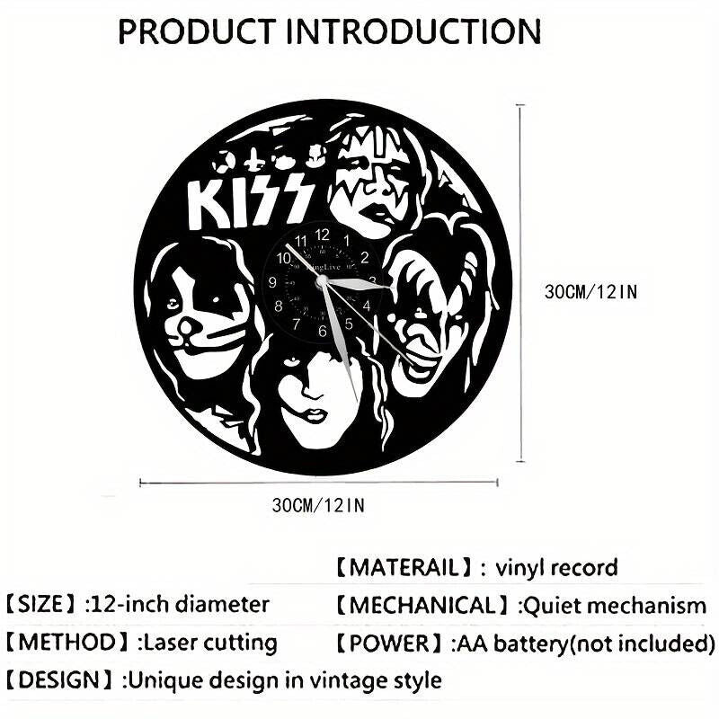 Kiss Vinyl Record Wall Art Clock Band british rock 12 Inch LP collectible Xmas