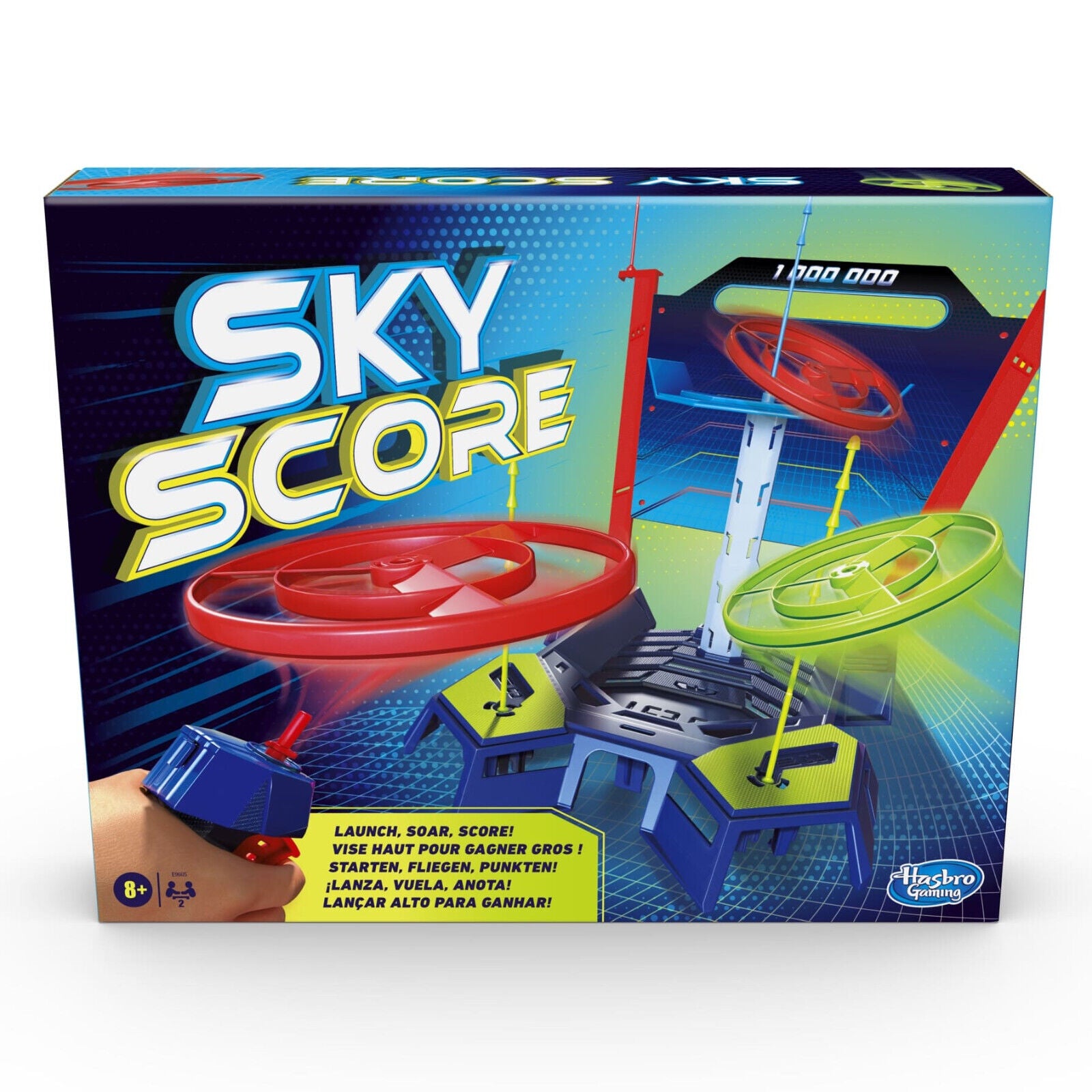 Sky Score Disc Launching Game HASBRO scoring zones FAMILY MAN CAVE GAME KIDS