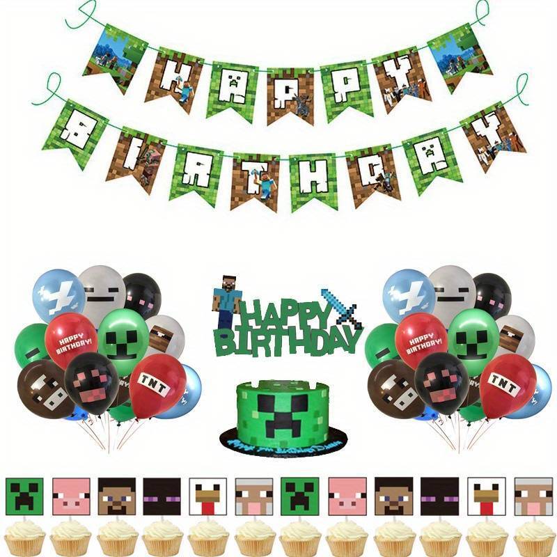 MINECRAFT GAMING PARTY SUPPLIES BALLOONS TOPPERS VIDEO GAME BIRTHDAY DECORATIONS