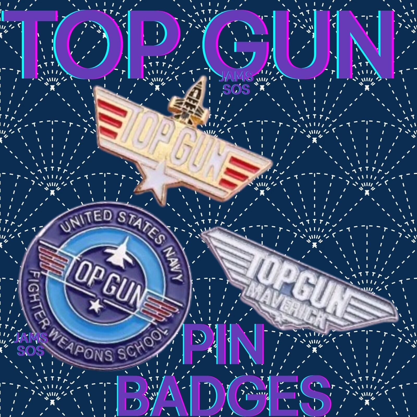 TOP GUN FIGHTER PILOT ENAMEL PIN BADGE MAVERICK GOLD SILVER STAR SCHOOL MOVIE