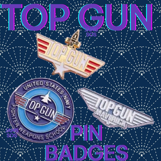 TOP GUN FIGHTER PILOT ENAMEL PIN BADGE MAVERICK GOLD SILVER STAR SCHOOL MOVIE