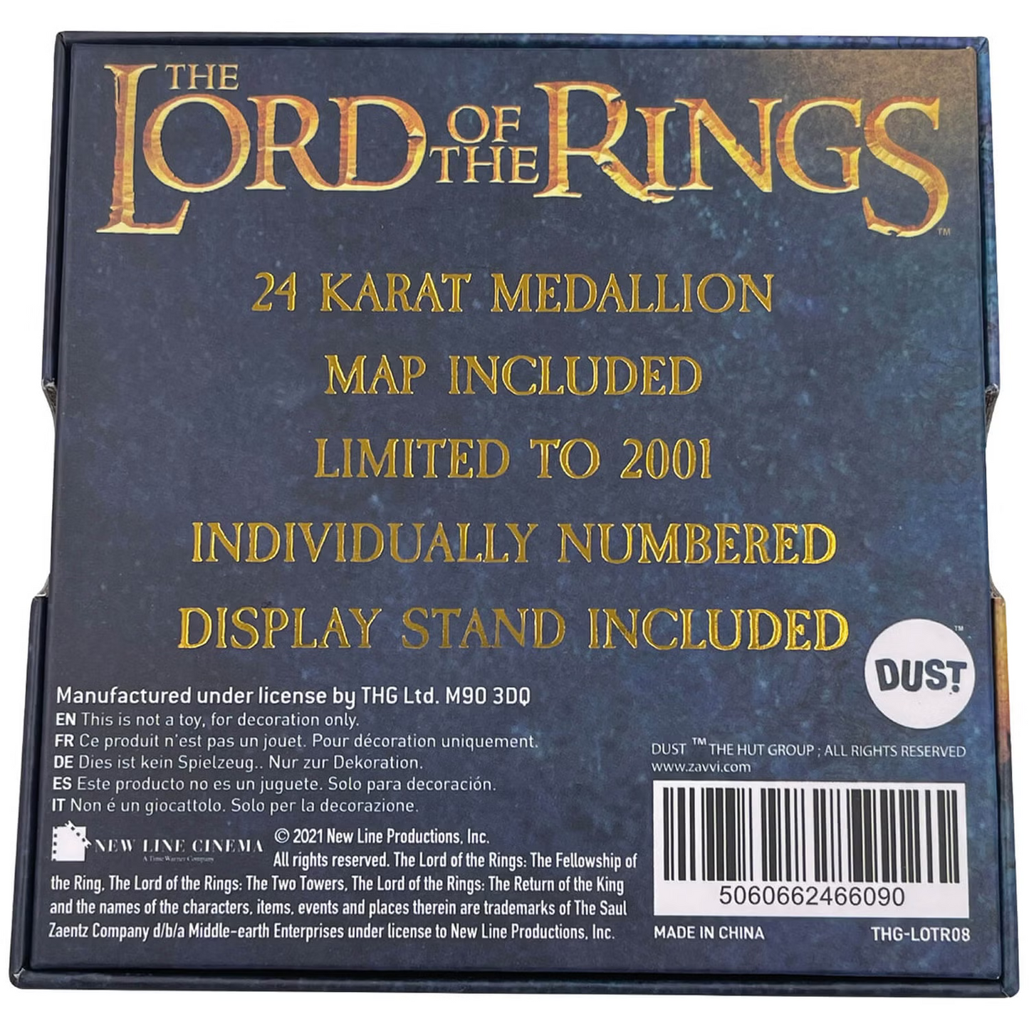 LIMITED EDITION Lord of the Rings 24k Gold Plated ELVEN Medallion LOTR MAP