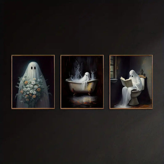 GHOST Horror Canvas Wall Art FUNNY Poster Picture Halloween Friday 13th BATHROOM