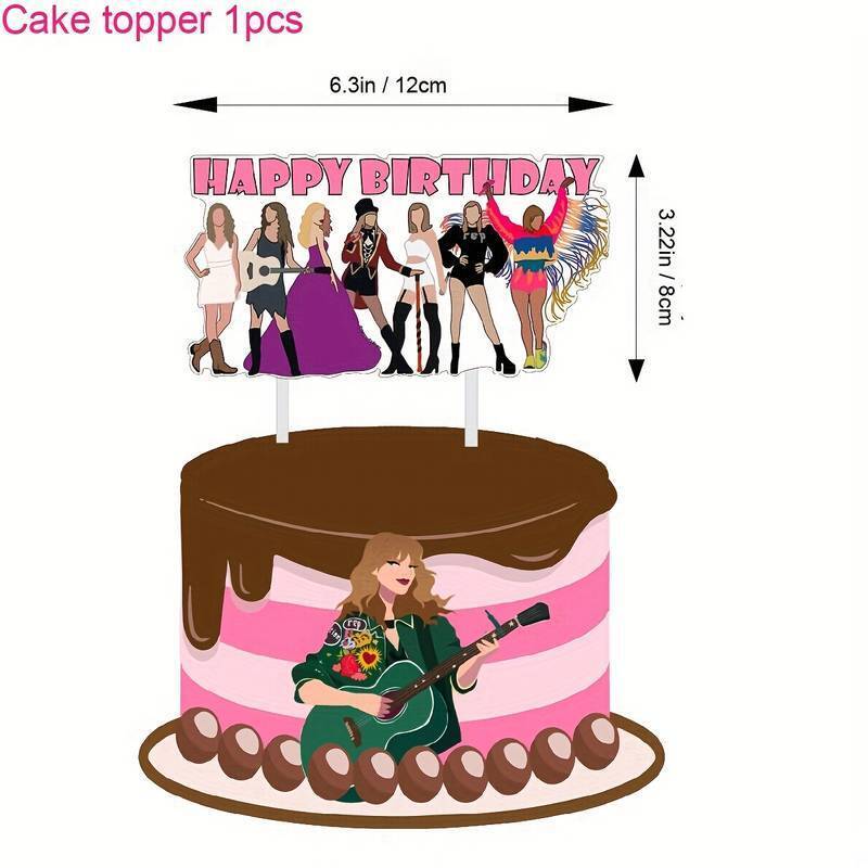 Taylor Swift Birthday Party Balloons Banner Decoration Cake Topper Balloon Top