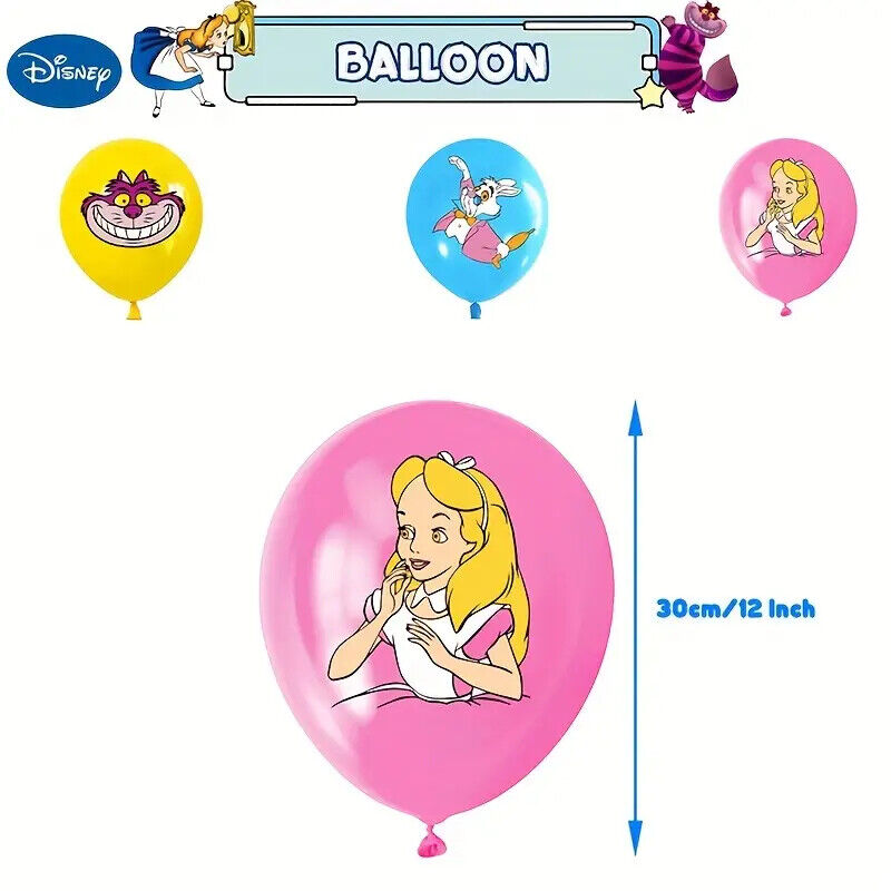 DISNEY ALICE IN WONDERLAND Party Decorations Balloons Birthday Kid Banner Cake