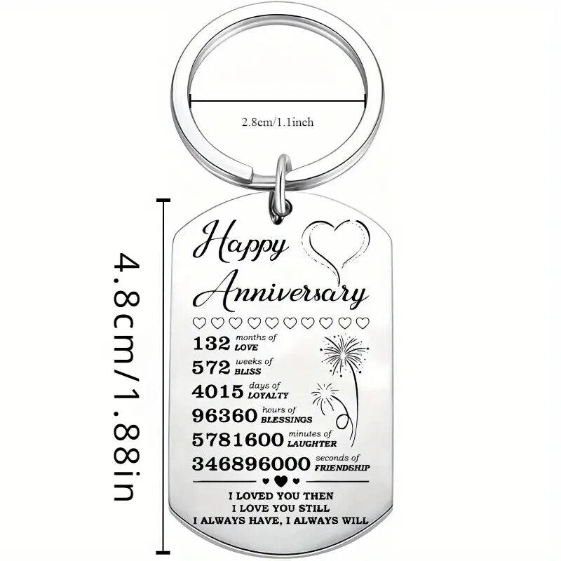 HAPPY Anniversary LOVE Keychain Keyring Gift Husband Anniversary Valentines