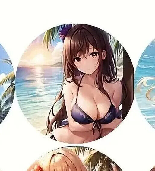 ANIME WOMEN Coaster Wood Anime Manga BIKINI SEXY CUTE SUNSET SCENE PALM GIRL