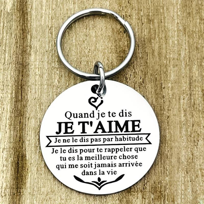 Engraved French Keychain DonT Forget I Love You to My Son VALENTINES JE T'AIME