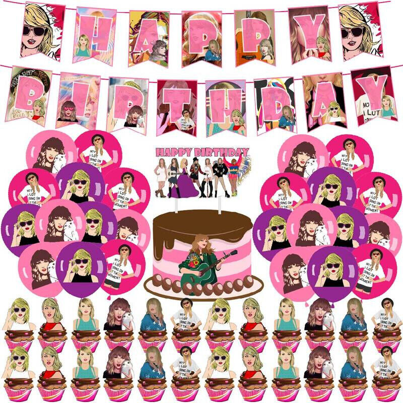 Taylor Swift Birthday Party Balloons Banner Decoration Cake Topper Balloon Top