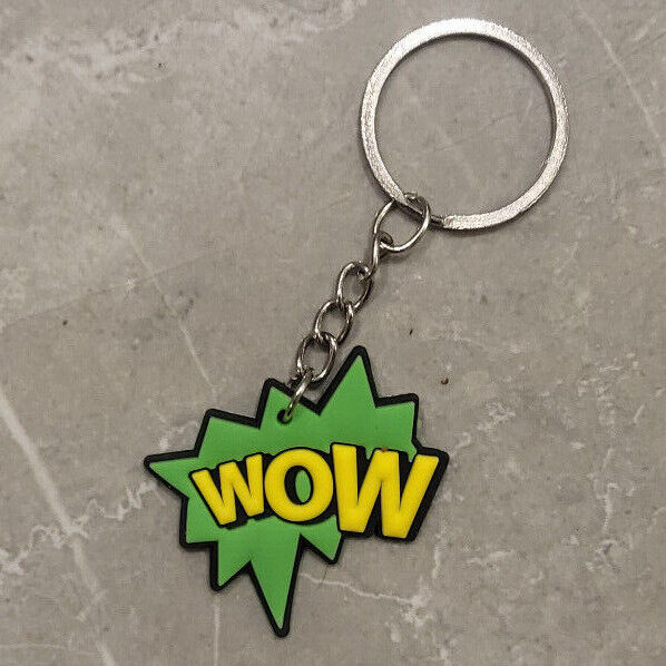 GAMER GAMING SUPERHERO KEYRING FUN KIDS KEYCHAIN PARTY FILLER WOW BOOM WHAM OMG