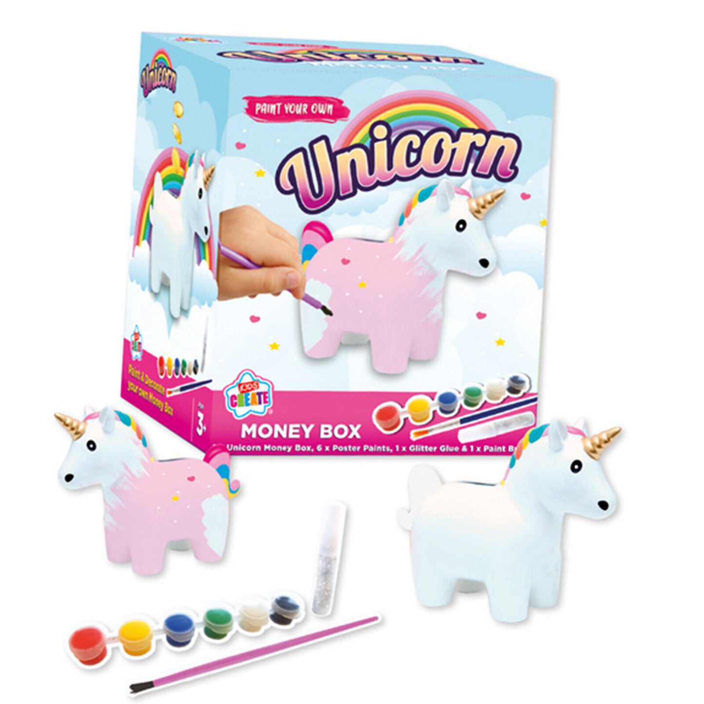 Kids Create Paint Your Own Money Box Piggy Bank Dog Pig Owl Unicorn Fairy 3+