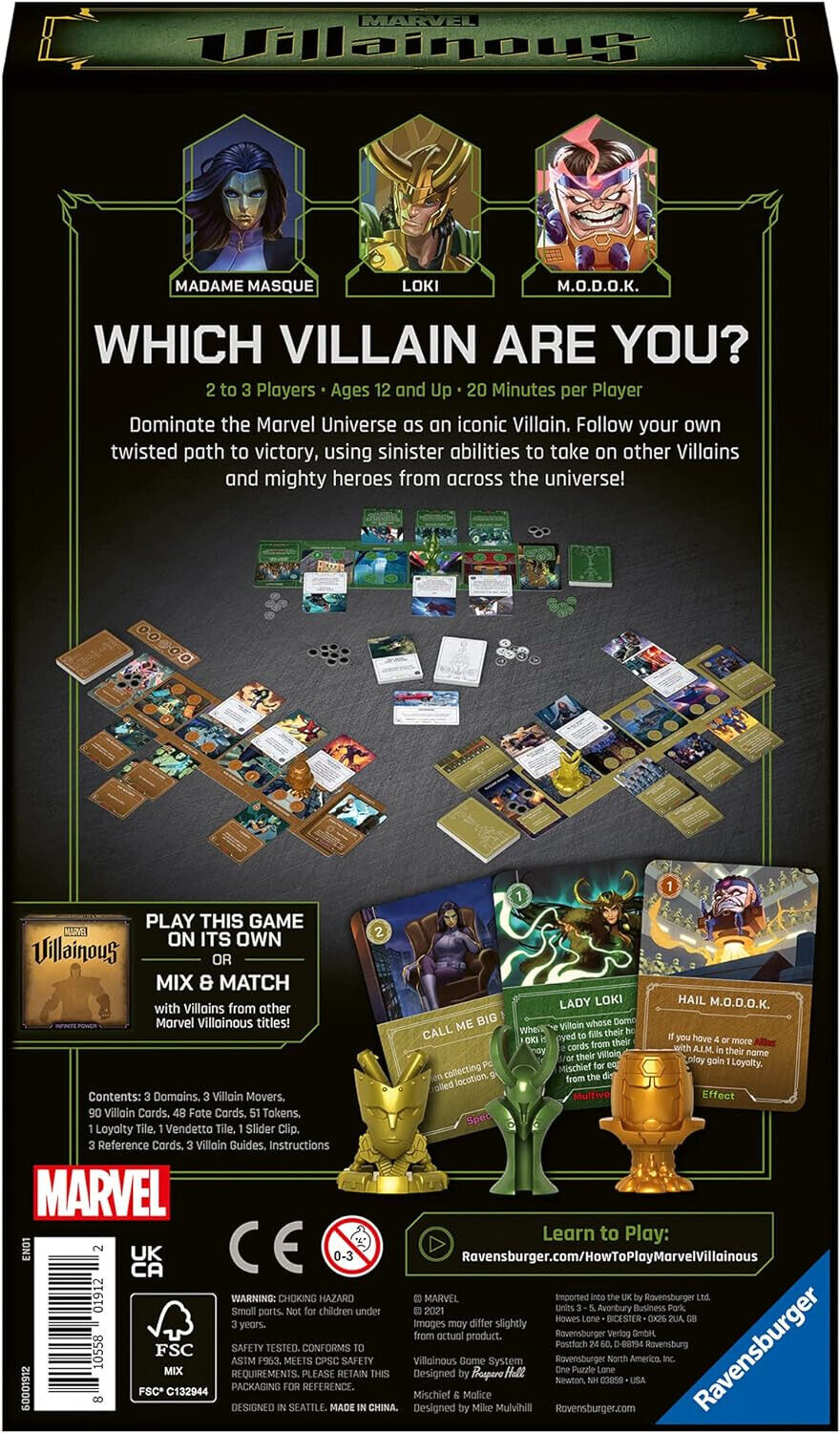 Ravensburger Marvel Villainous Mischief & Malice Strategy Board Games for Adults