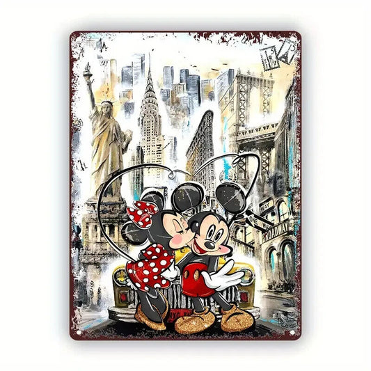 Mickey Mouse & Minnie Mouse Names Tin Metal Sign Bedroom Decor LOVE NEW YORK
